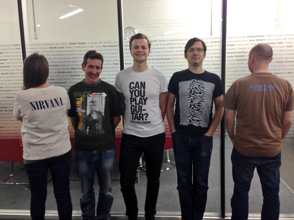 kateygo's tweet photo. My awesome #SpikeDesign colleagues @_SpikeIsland proudly showing off their band tees @BBC6Music #tshirtday https://t.co/8YWCy1Cr61