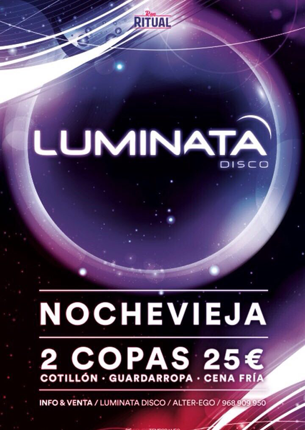 LuminataDisco's tweet photo. ¡La #Nochevieja que tod@s estábais esperando ya está aquí! Venta en @alteregocopas @luminatadisco y 📞968 909 950 https://t.co/5G7vDiLsch
