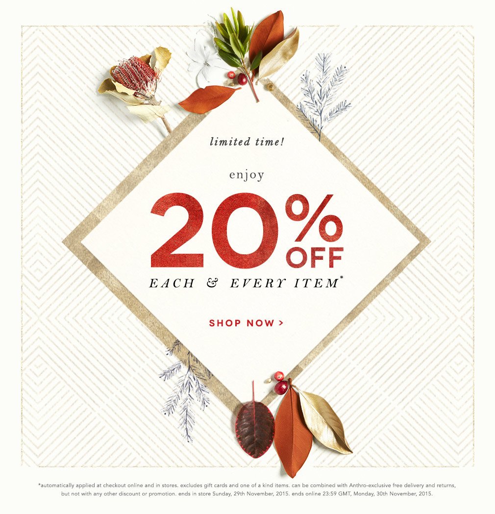 _EclecticHome's tweet image. Save 20% on everything at @AnthropologieEU for a limited time &amp;gt; buff.ly/1Q2cJMY #BlackFriday