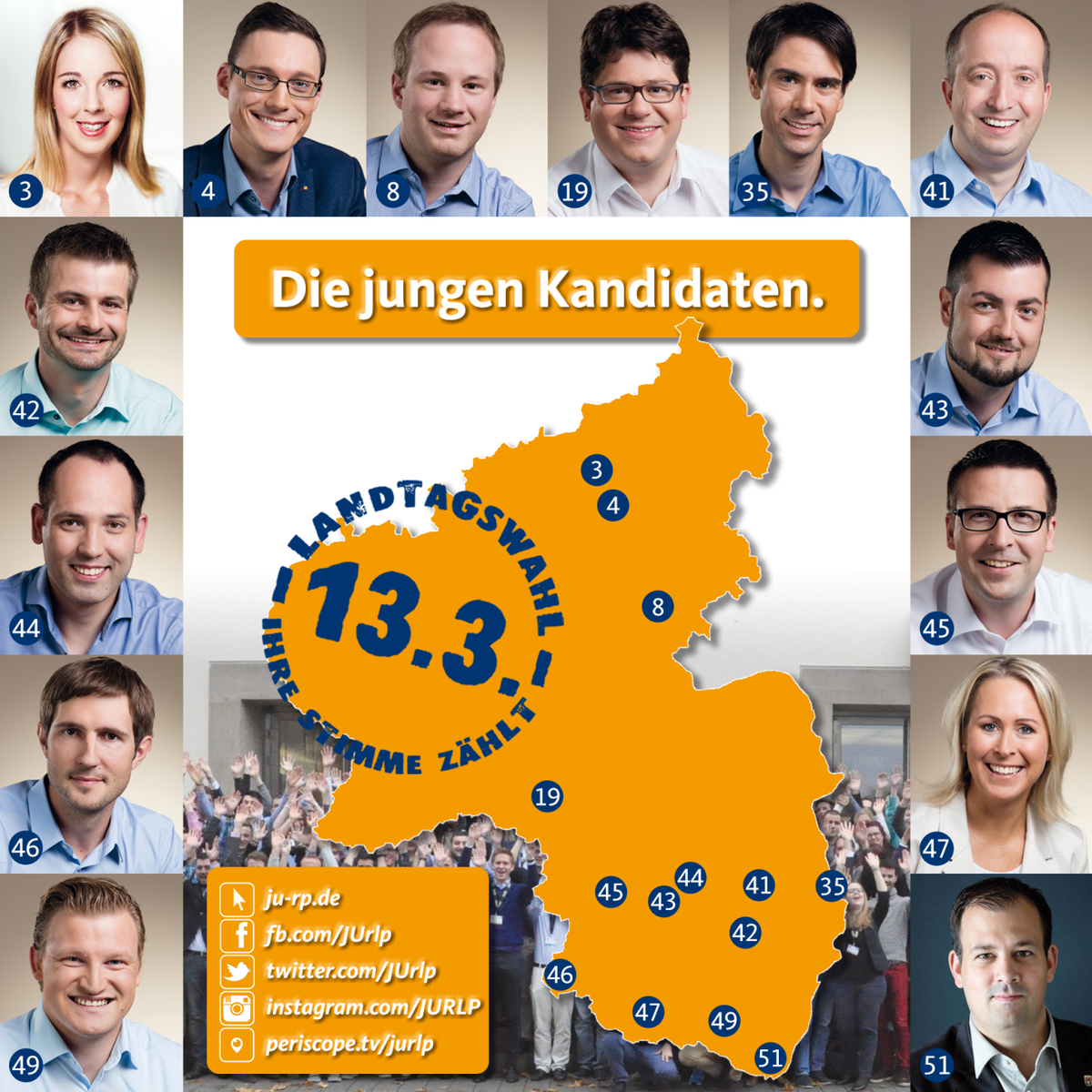 JURLP's tweet photo. Von 51 sind 14 jünger als 40, 9 unter 35. Unsere Erklärung zur morgigen #lvv15: https://t.co/NhzBvOvddg  #rlp16 https://t.co/QPAbXixYOK