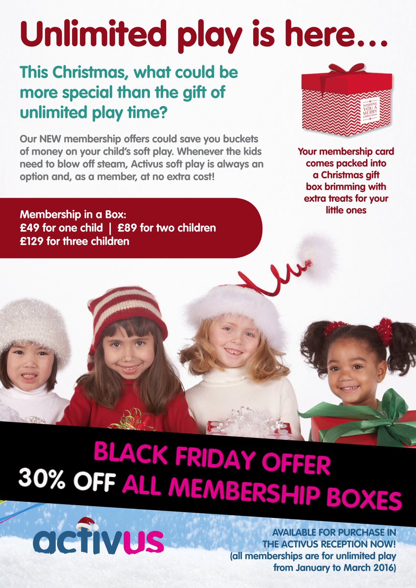 ActivusWorthing's tweet photo. IT'S #BlackFriday! But if you don't fancy wrestling a stranger for a new TV, here's 30% off our Soft Play membership https://t.co/ZynimPGUw5