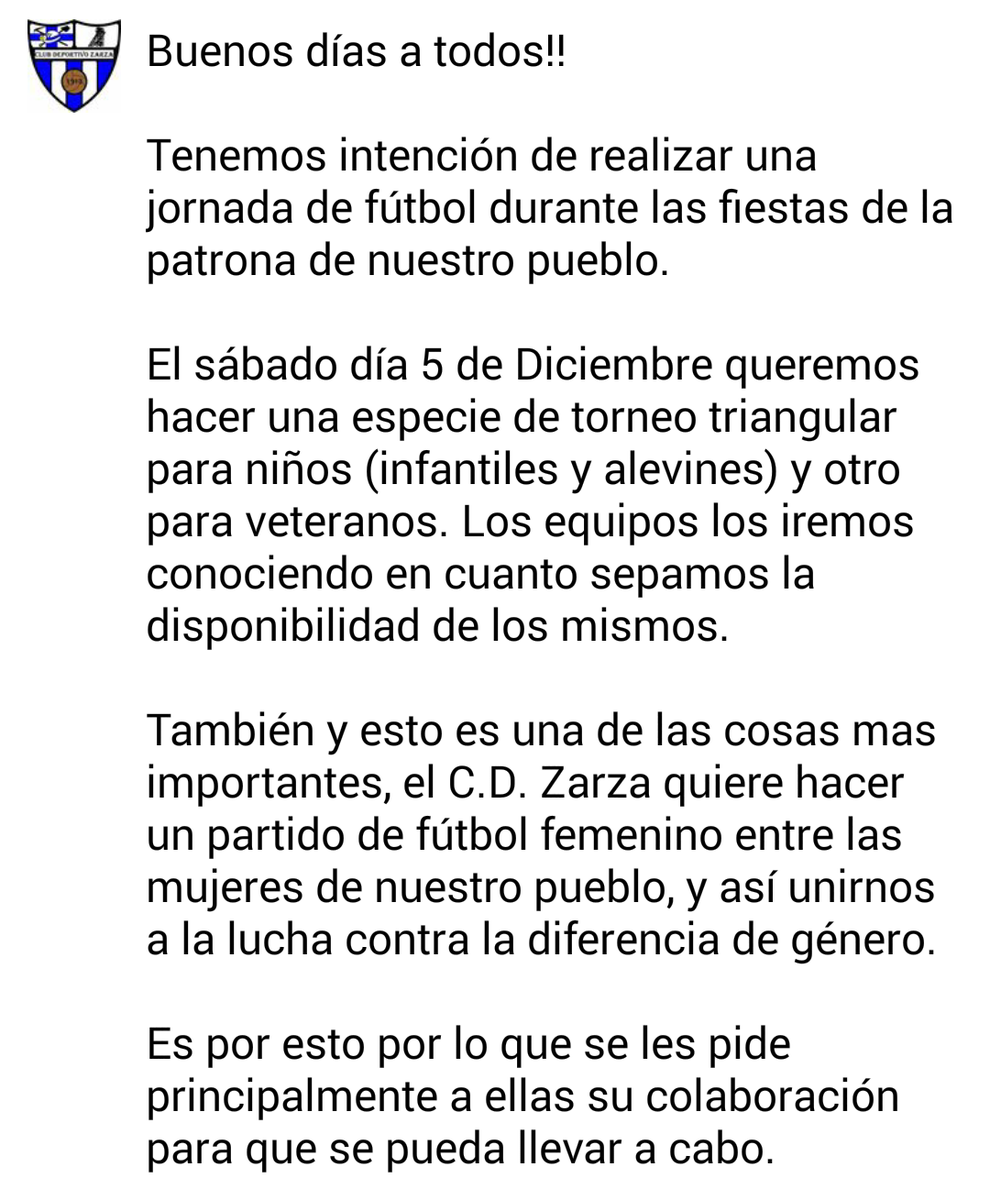 CDZarza1913's tweet photo. 5 de Diciembre. Dale RT para que se entere todo el mundo y así poder pasar un buen día. #ForzaZarza https://t.co/foxHA9xtqE