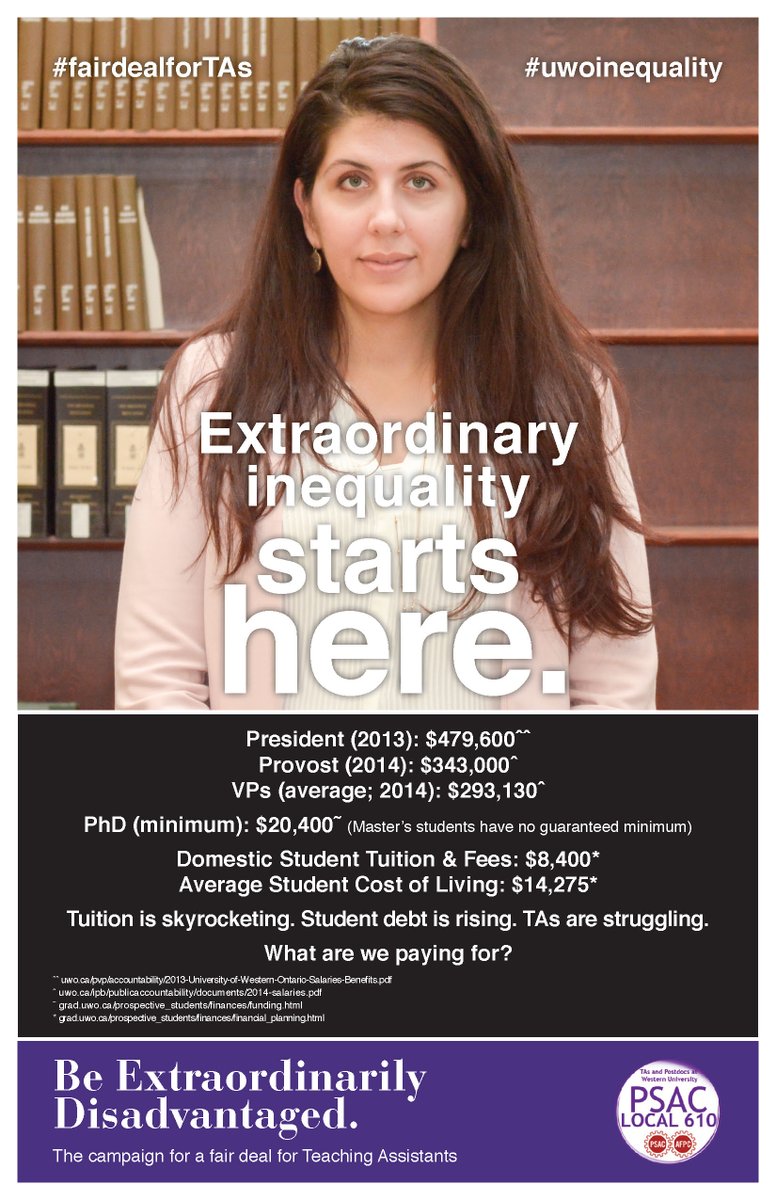 UWO_TAs's tweet photo. The minimum salary cant cover tuition and cost of living. It's time for a #fairdealforTAs . #uwoinequality https://t.co/6BK9oOnXZA