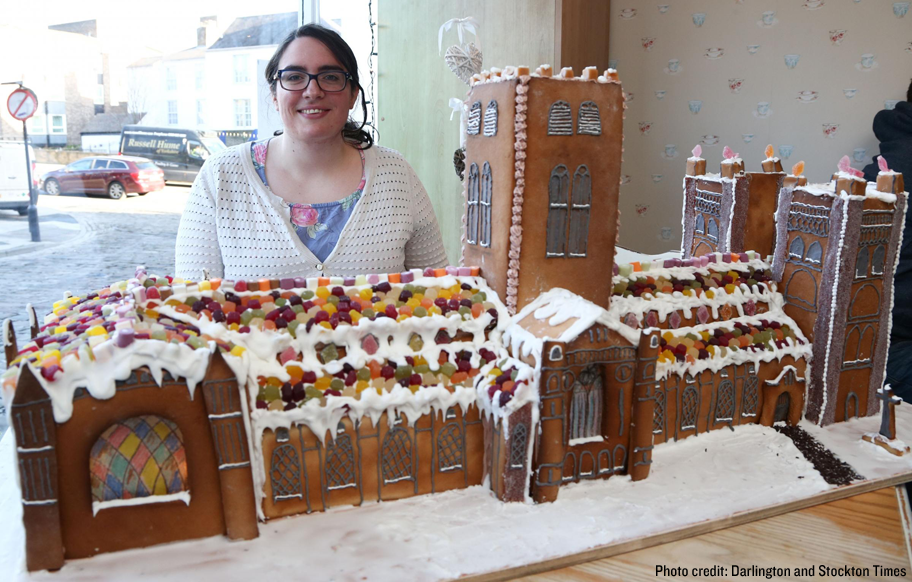 TheBHF's tweet photo. Can you guess the number of sweets on this gingerbread cathedral? Thank you to Jenny for raising funds for the BHF! https://t.co/2all4I2S0m