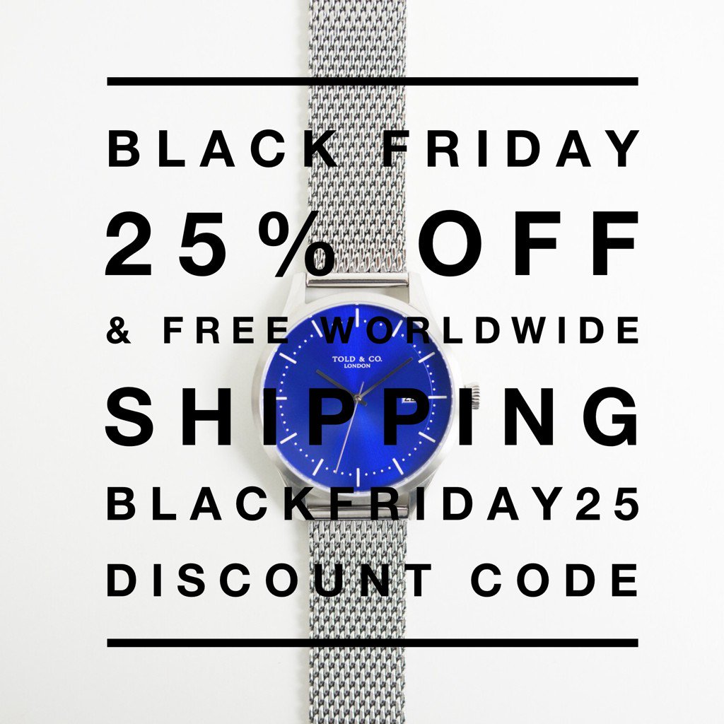 It's BLACK FRIDAY! Shop now with your 25% discount.This weekend only. toldandco.com #watches #BlackFriday