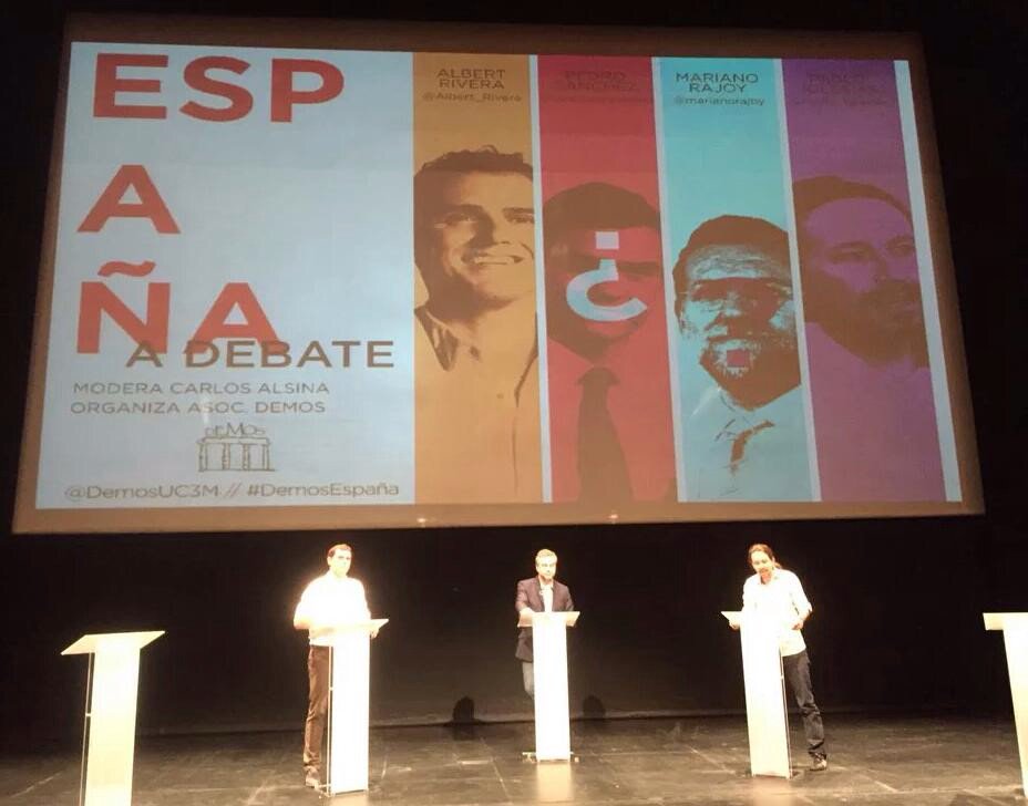 Albert_Rivera's tweet photo. Histórico y ejemplar el debate #DemosEspaña en la Carlos III. El futuro empieza el #20D. ¡Felicidades a todos! https://t.co/rxPW5C4VpX