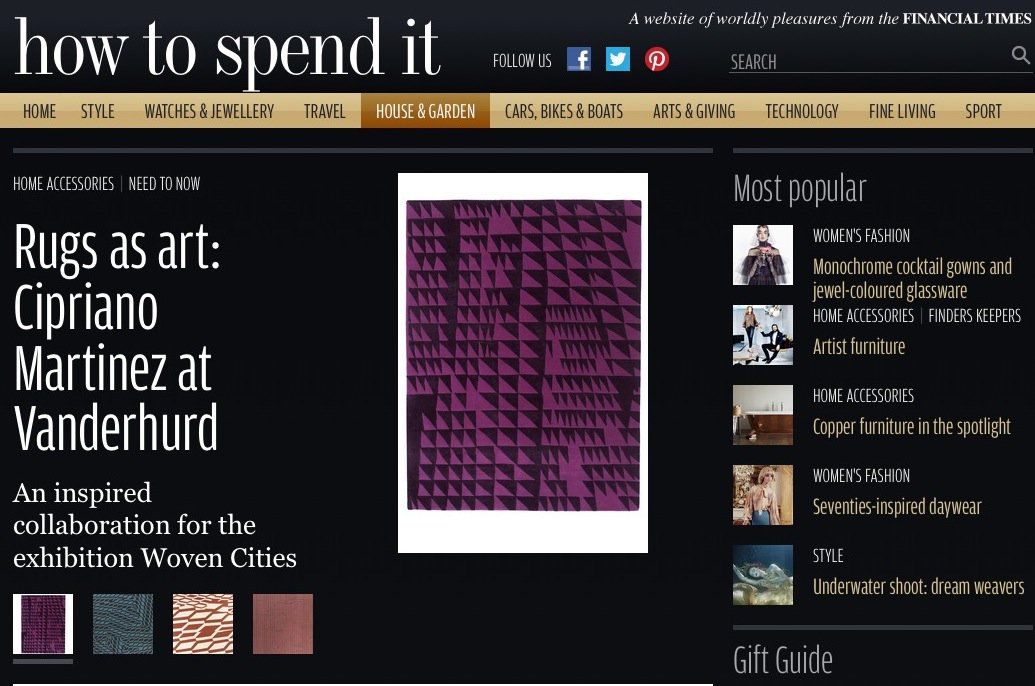 maddoxarts's tweet photo. The Financial Times/How To Spend It, published an article on Woven Cities. 
https://t.co/T8uj5ulIvd https://t.co/CBeV04ivSp