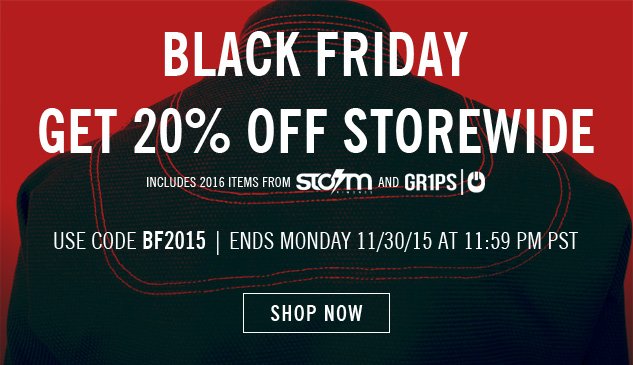 BJJSports's tweet photo. Celebrate Black Friday all weekend long with 20% off storewide! Use code BF2015. https://t.co/IlaWv6TJHO https://t.co/zfxfiU1fyv