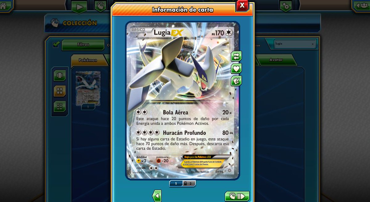 Gaiastormtcg's tweet photo. @Gaiastormtcg #SorteoGaiaStorm #1 ¡LUGIA EX! RT para participar y ganar esta carta Online. ¡Suerte a todos! https://t.co/Vp7huyB1cw