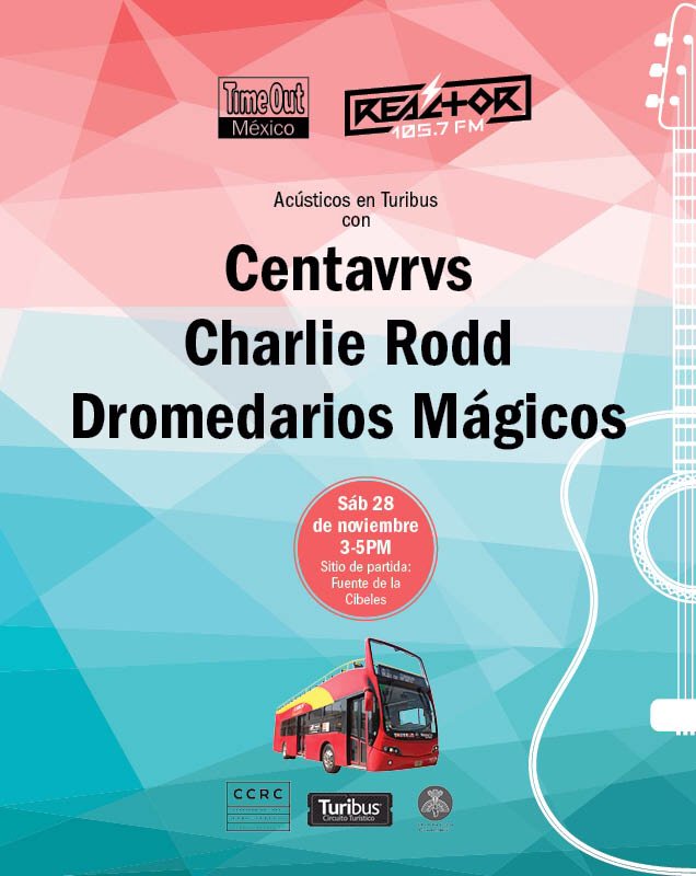 El sábado estarán @dromedariosmag, @Charlie_Rodd y @CENTAVRVS tocando en un Turibus! Y vamos a regalar boletos... https://t.co/J744IVVZsD
