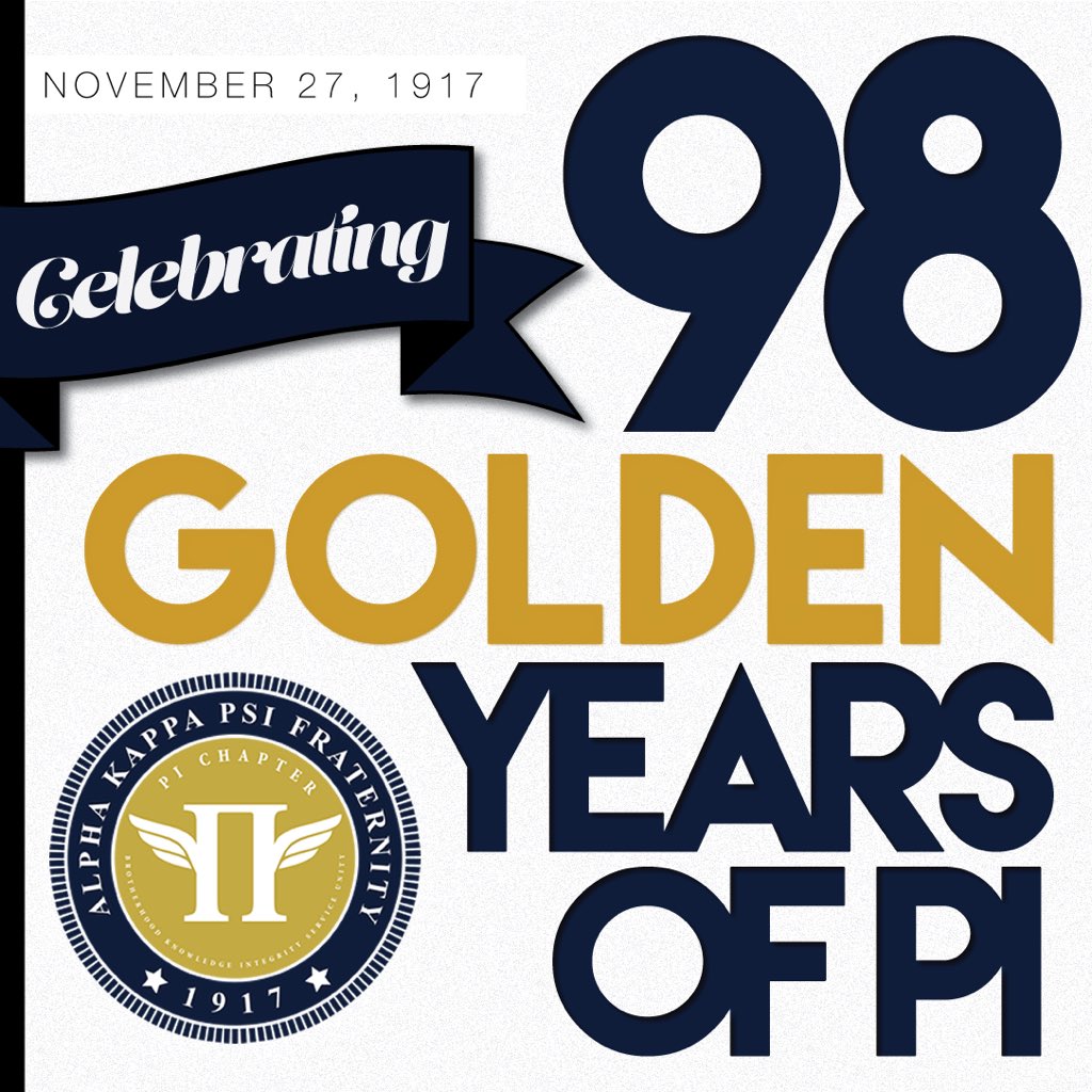 FlyPi_AKPsi's tweet photo. 98 years ago today, the Pi Chapter of Alpha Kappa Psi was founded as the first fraternity at GSU! #PiVersary 💙💛 https://t.co/fg7Y6Jb1tk