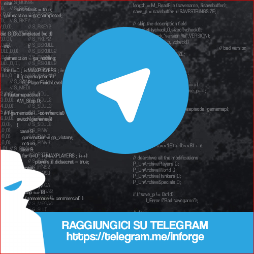 inforgenet's tweet photo. #inforge sbarca su #Telegram con il nostro gruppo ufficiale seguiteci e rimanete aggiornati sul mondo dell'#hacking https://t.co/360CBRAHJ3