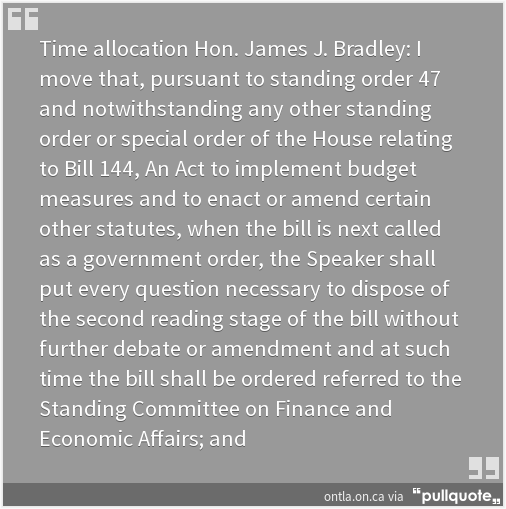 VE3ZKS's tweet image. #Wynne #falsemajority gov&apos;s #timeallocation motion on #Bill144. Very #Harper of her. pllqt.it/ivHU6Z #onpoli