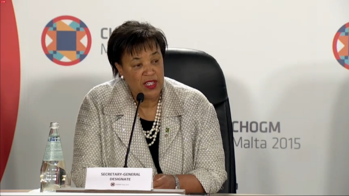 chogm2015mt's tweet photo. Rt. Hon. Baroness @PScotlandQC - expressed pride in being first female SG in the year of first #CWF2015 #CHOGM2015 https://t.co/ax8NRljNcd