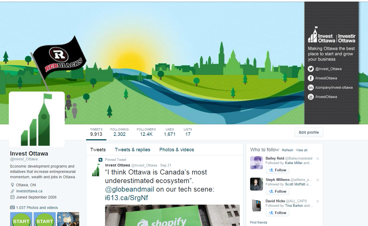 I'm digging the new <a href="/Invest_Ottawa/">Invest Ottawa</a> banner because #GreyCup! #RedBlacks #Ottawa