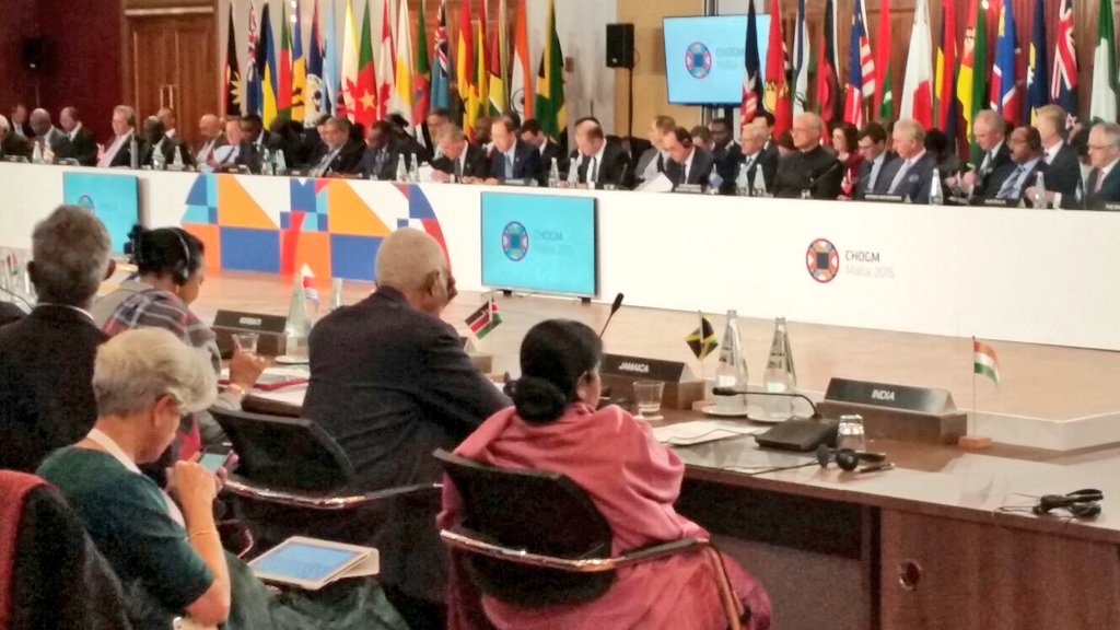 MEAIndia's tweet image. Mother Earth as priority. EAM attends special session on #ClimateChange with Prez @fhollande &amp;amp; @UN SG. #CHOGM2015