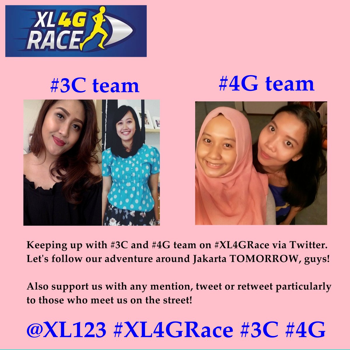 Let's follow our adventure at #XL4GRace #3C #4G tomorrow around Jakarta!!! <a href="/ulanhapsari/">hapsari wulandari</a> <a href="/shellasido/">Margaretha U. Shella</a> @nitnitta2