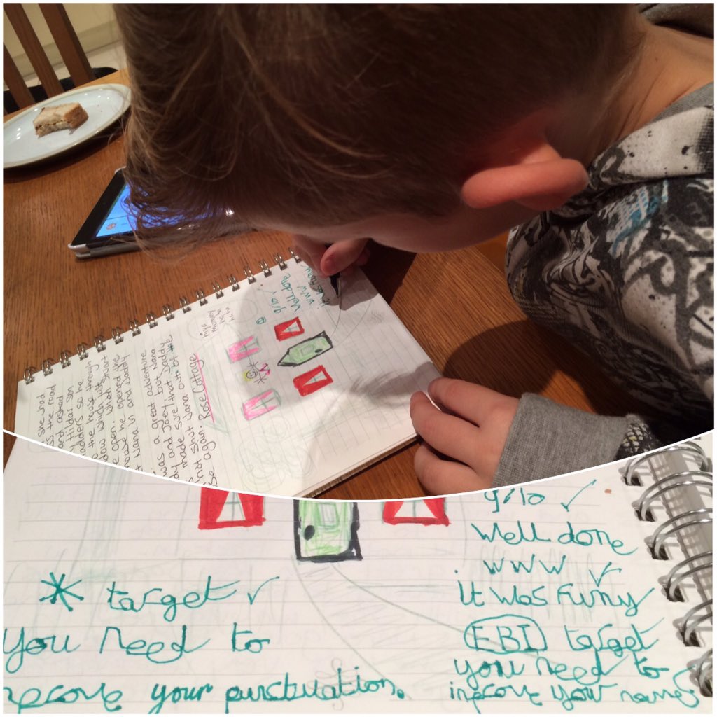 ALNteaching's tweet photo. My mum has written Hayden a story about daddy, he then decided to mark it and set her a target for next time! #EBI https://t.co/wGk9Pp5bF2