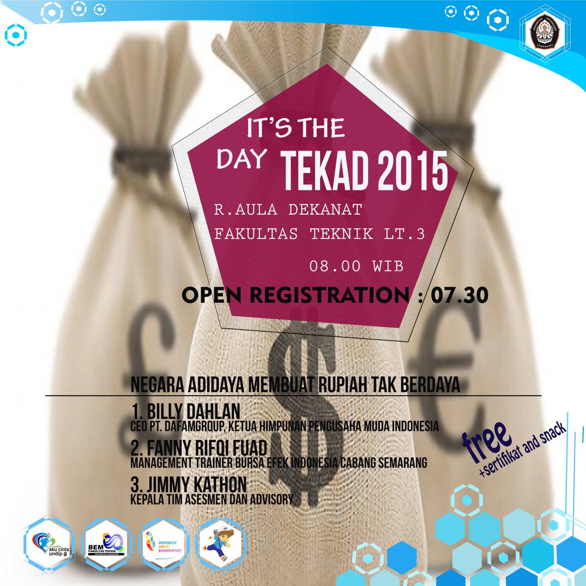 [MASIH ADA KUOTA] HARI INI BANGET! YUK FREE DAN DAPET SERTIFIKAT DAN SNACK.