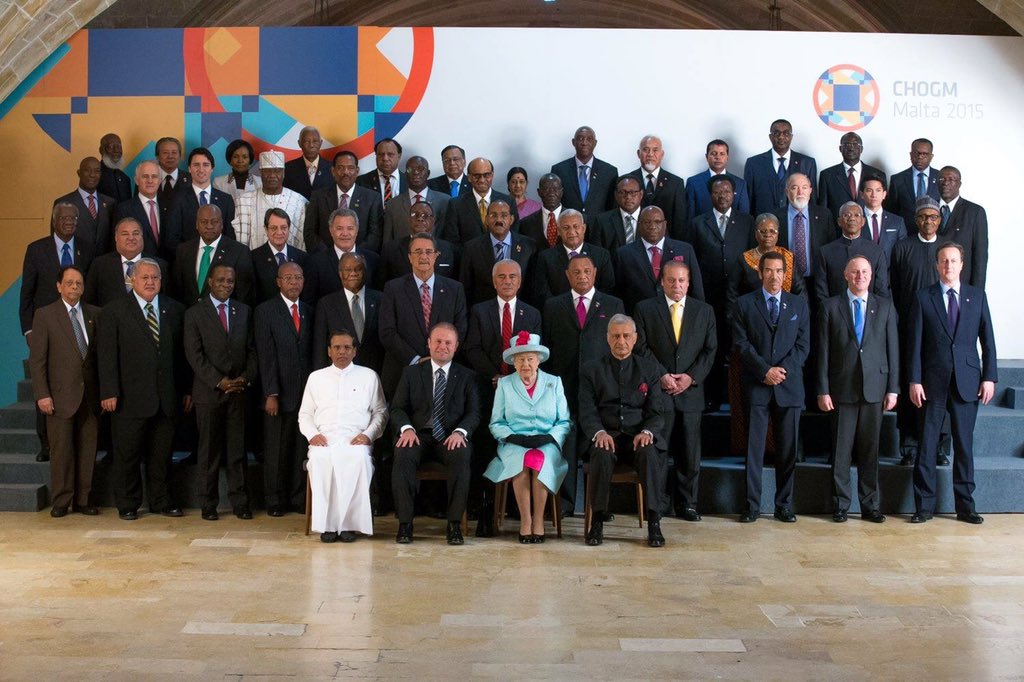 aminugamawa's tweet photo. Her Majesty, Queen Elizabeth II, President Buhari, Prime Minister of Canada, and other leaders at #CHOGM2015, Malta. https://t.co/QIIG2FI0Gx