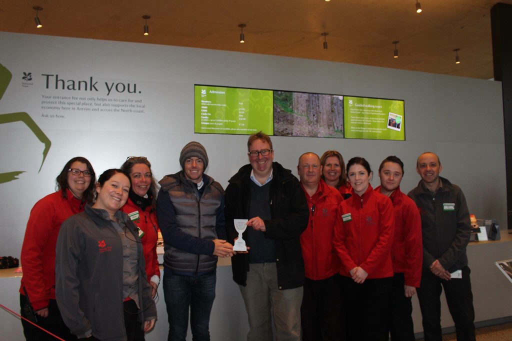 GCausewayNT's tweet photo. #RoryMcIlroy popped by the Visitor Centre today and congratulated us on our win @BritTravAwrds #BTA15 https://t.co/9P2rnBpBUv