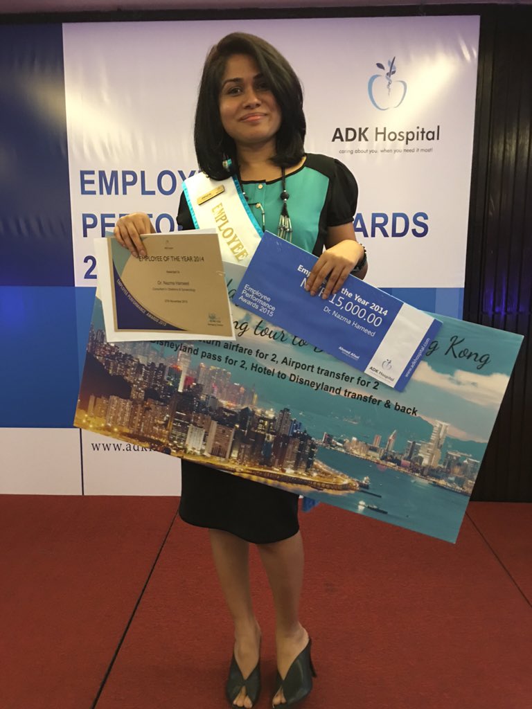 ADKHospital's tweet photo. Congratulations Dr Nazma Hameed for winning the Employee of the Year 2014 award. Congratulations. https://t.co/lRE1K1YaAt