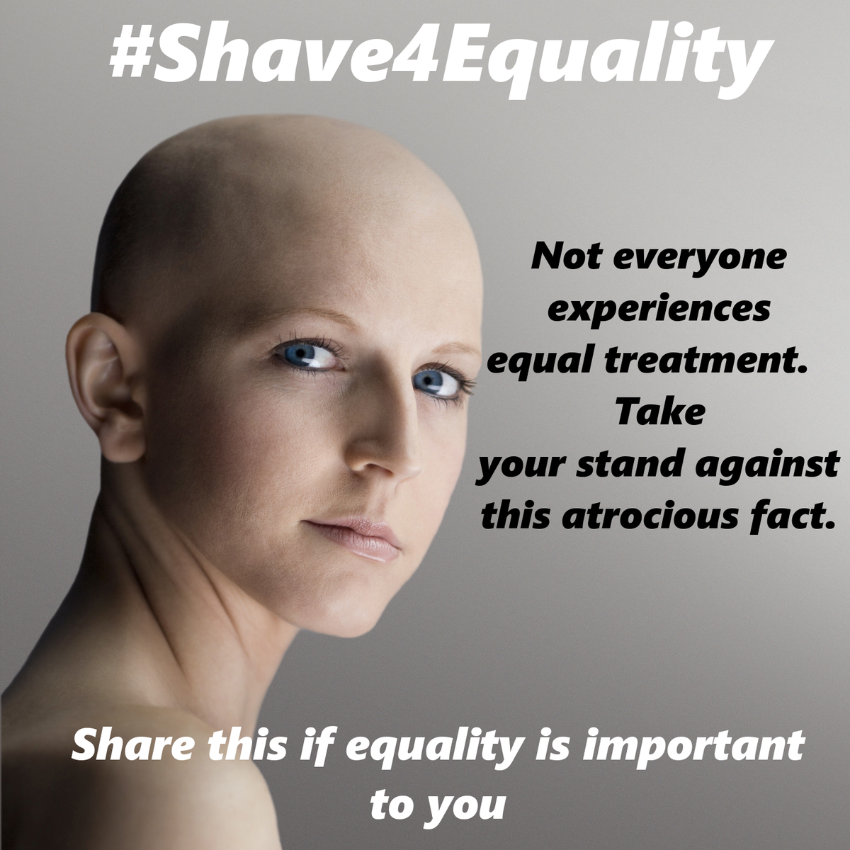 Slackernautz's tweet photo. Don't allow unequal treatment to continue.  #SHAVE4EQUALITY #equality #equality4all @FeministaJones @jljacobson https://t.co/s3HdbnNwQw