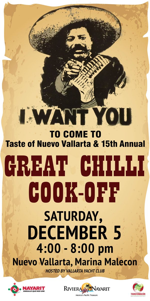 riv_nayarit's tweet photo. Dec 5, come to #NuevoVallarta to the #TasteOfNuevoVallarta / #GreatChiliCookOff @VallartaYC #RivieraNayarit https://t.co/FaDy1cVXCq