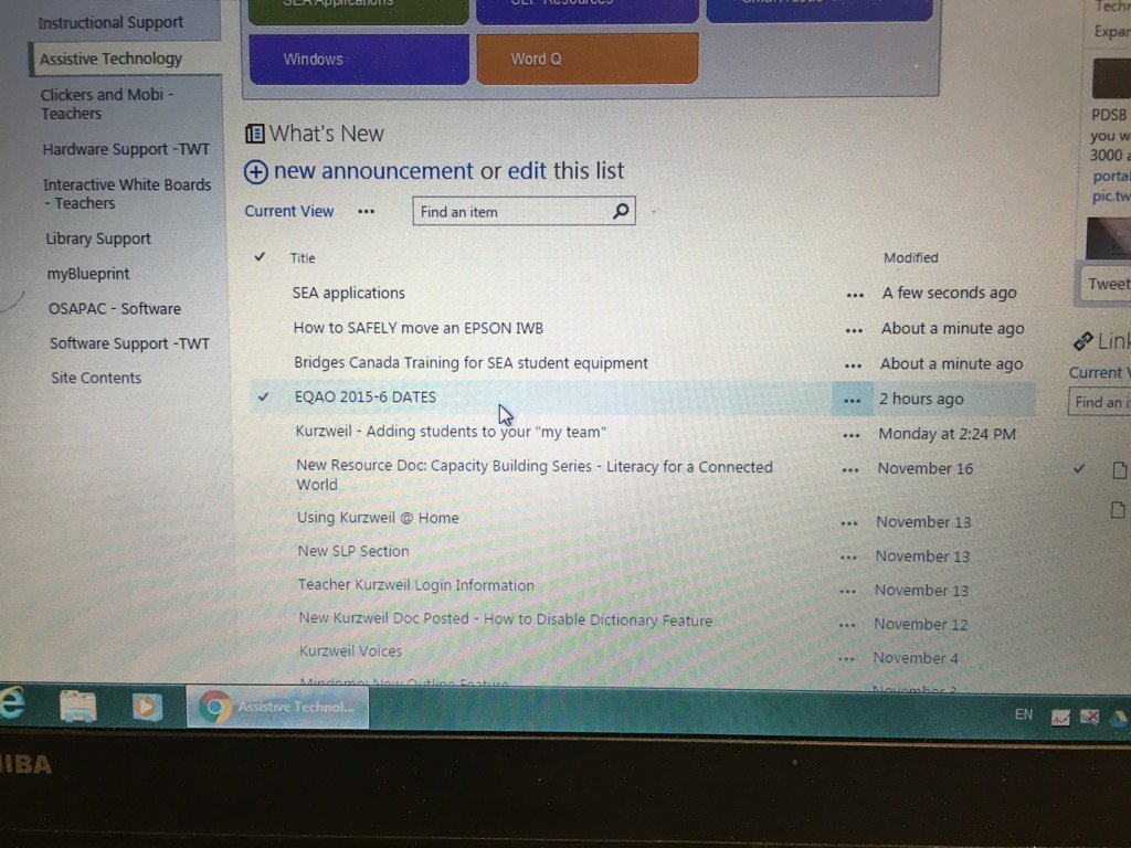 EQAO 2015-2016 testing dates can be found on our PDSB SharePoint under new announcements portal.peelschools.org/helpcentre/ada…