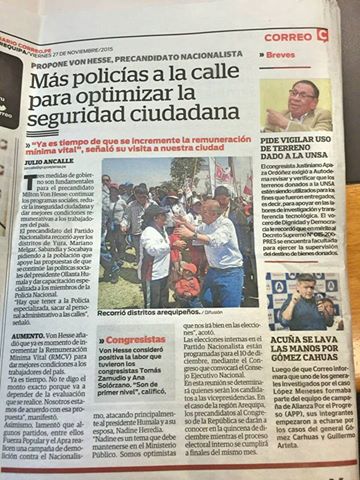 VonHesseMilton's tweet photo. Seguimos caminando. Hoy, el desarrollo de mis propuestas en los principales medios arequipeños... #VamosPorMás https://t.co/lBedLpE85k