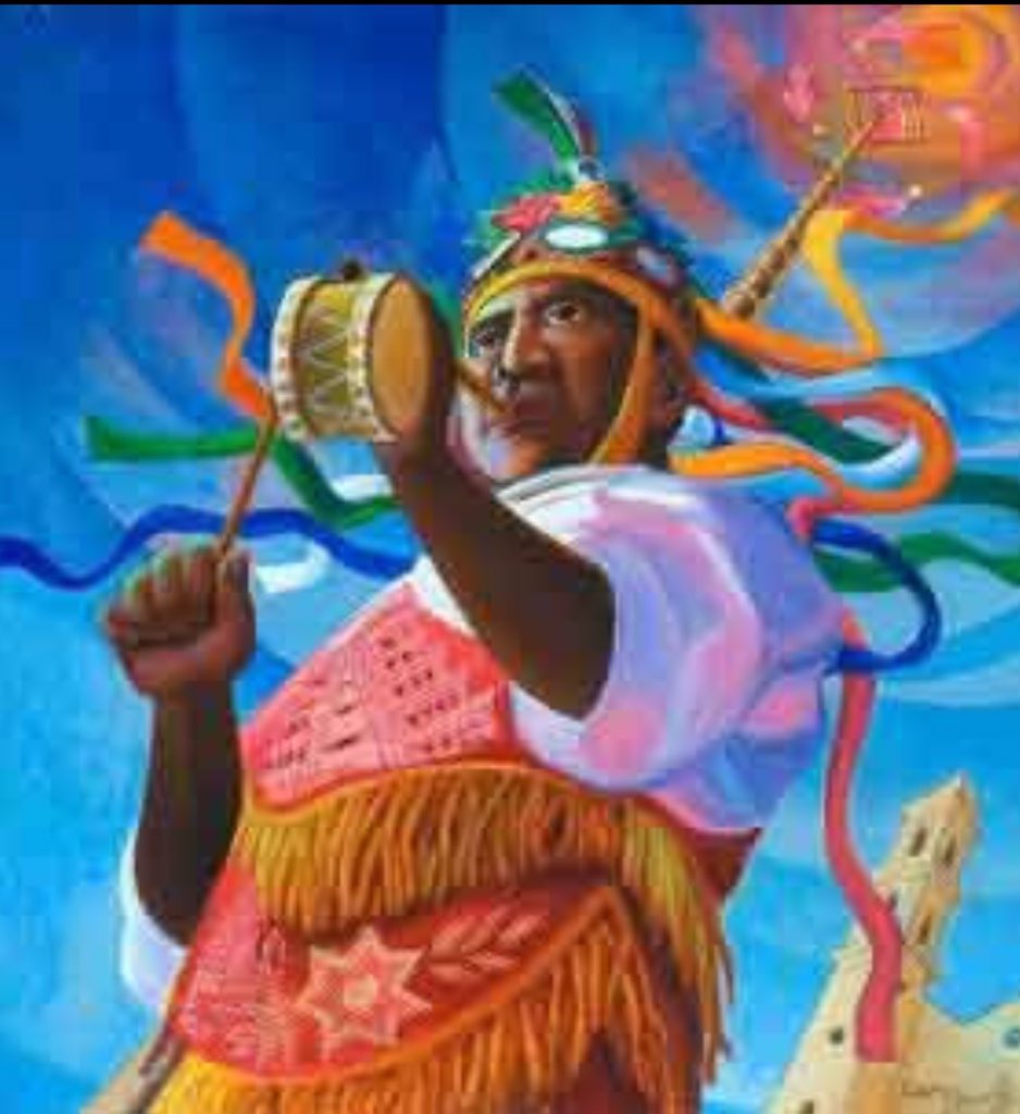 luismorabrito's tweet image. Art by Teodoro Cano Garcia, an Indigenous Totonaca artist, muralist, and sculptor from Papantla, Mexico.