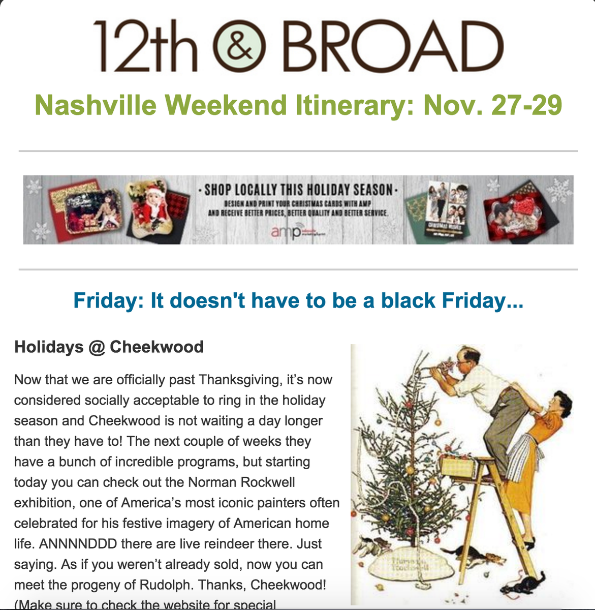 12thBroad's tweet photo. It doesn't have to be a "Black Friday" Nashville... Check out our Weekend Itinerary! 
https://t.co/b6fRs2VYXU https://t.co/pELxhCTfSw