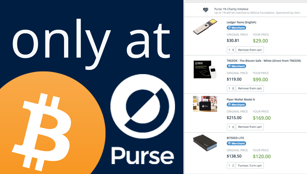PurseIO's tweet photo. Only at @PurseIO Buy @LedgerHQ @BitcoinTrezor @PiperWallet @BitseedOrg while donating to @BitGiveOrg @gemhq #bitcoin https://t.co/TzKE5UBSlx