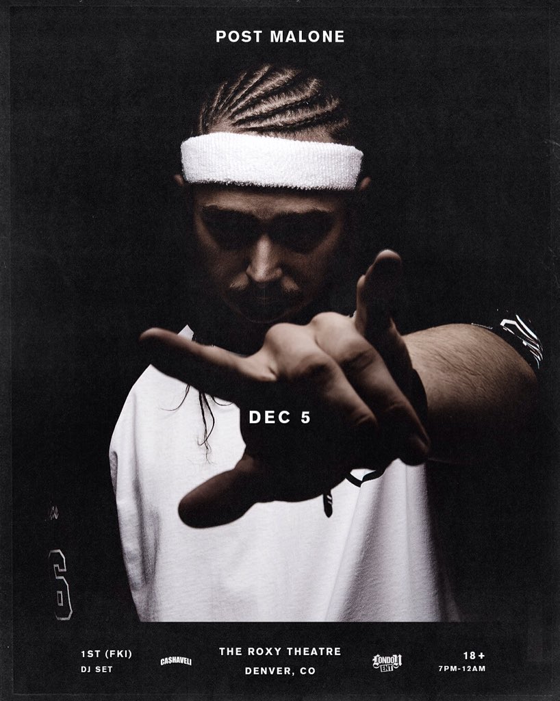 tripperj0nes's tweet photo. DECEMBER 5th @ The Roxy Denver! HMU I'll be opening for @PostMalone and I got pre-sale tickets! #C6 #tripperjones https://t.co/7hP6Y3aMCo