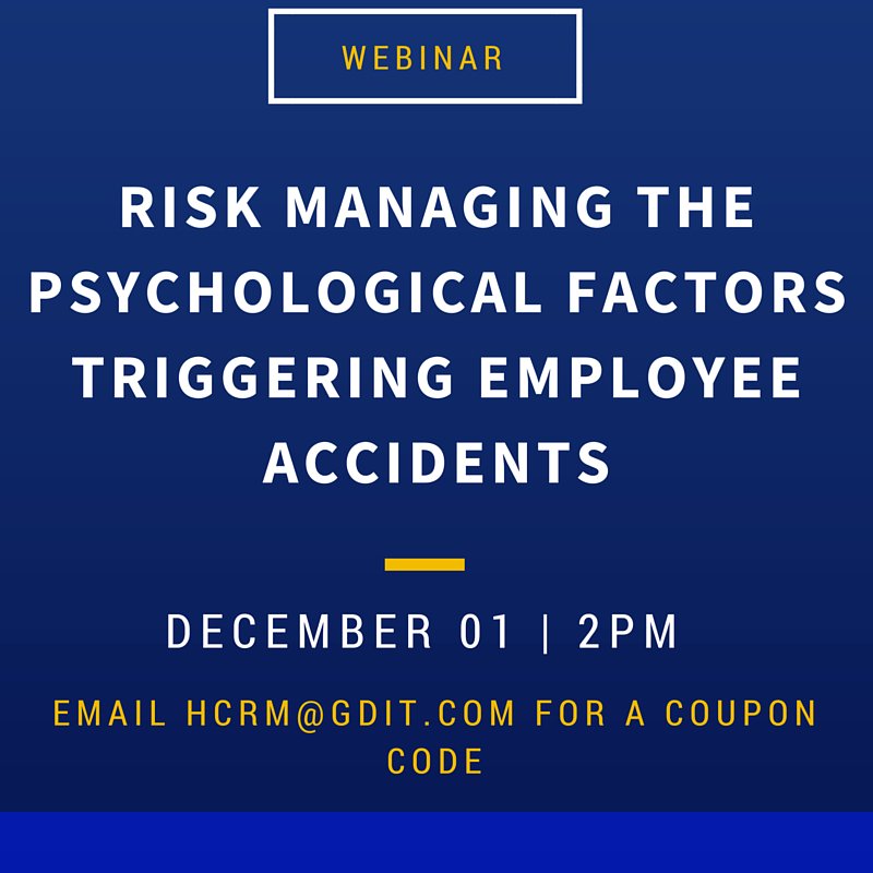 GDIT's tweet photo. Employees' safety attitudes can reduce costs & injuries. Register for the #webinar: https://t.co/23XVjCMxig #HCRM https://t.co/S7xdGxjAW2