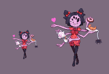 Twitter 上的Anubis Jr.："Pixel Art of from Undertale! Probably my favorite boss fight from the game. #pixelart #undertale #muffet https://t.co/BXsz9yLdRr" / Twitter