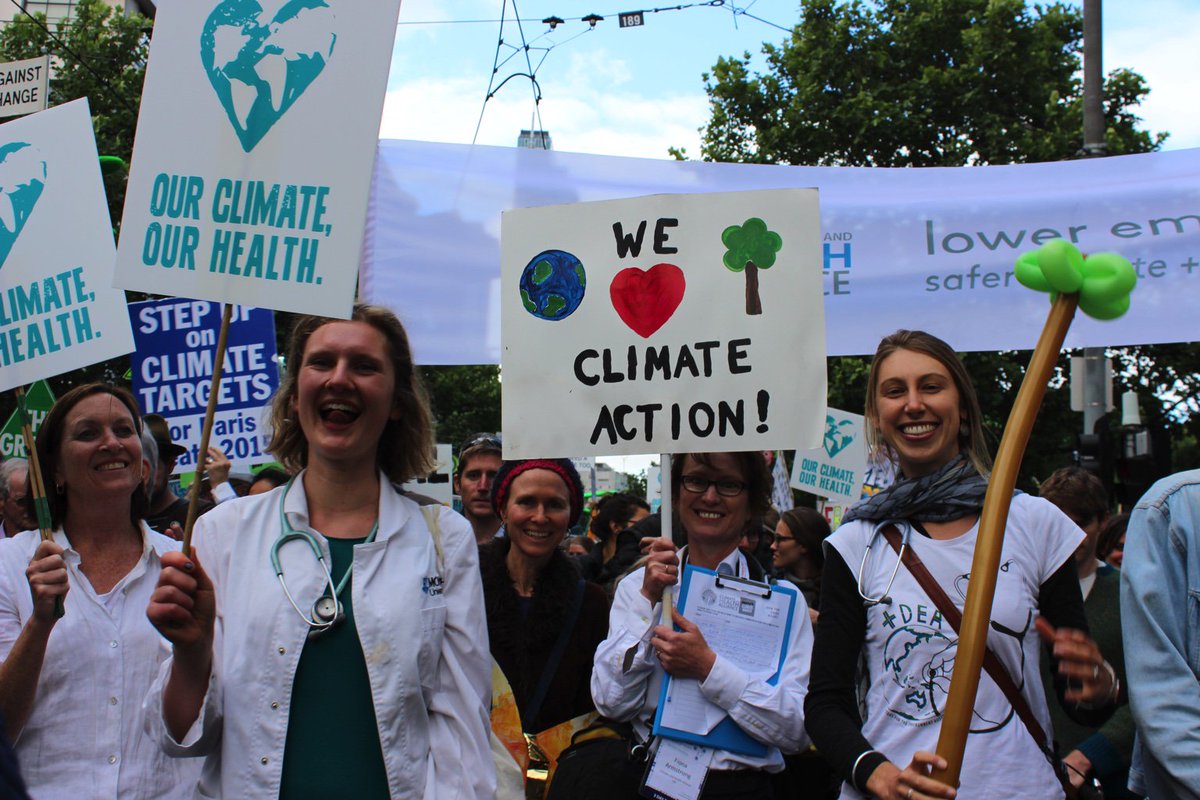 healthy_climate's tweet photo. Nurses, doctors, psychologists marching 4 #climate action in Melb @glfitzgerald @BurkePsy @DocsEnvAus @farm_strong https://t.co/FzMJC0mRYq