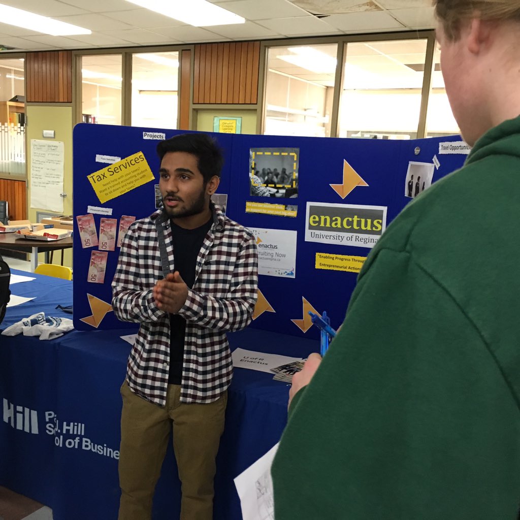 MrMcFarlen's tweet photo. The @EnactusRegina team is engaging in great conversations with students at @CTFinancialFair! #CTFinancialFair https://t.co/6HyOCIsKGz