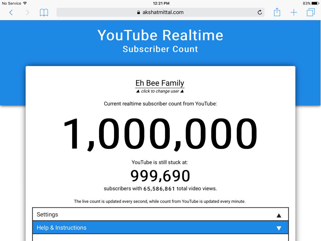 xFANtor's tweet photo. Congratulations to @EhBeeFamily for hitting 1M subscribers, lets celebrate!! ❤️🤗 https://t.co/bihx4q5GUs