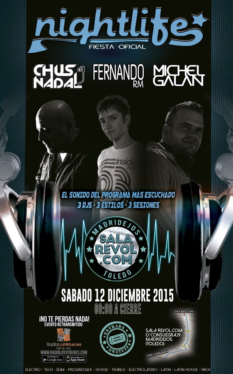 chusnadaldj's tweet photo. Ya está aquí la primera de muchas @nightlife_hfc @RadioLosYebenes. Sala Revolcom Madridejos-Toledo, 12 de diciembre. https://t.co/ZaJVXJfw7r