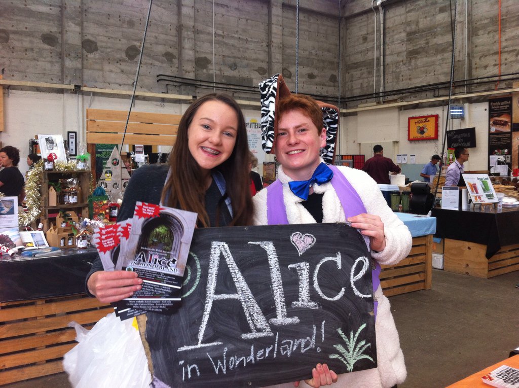 Great to see students out promoting the school show at the farmers market for <a href="/hpssprojects/">HPSS Projects</a> eventbrite.co.nz/e/alice-in-won…