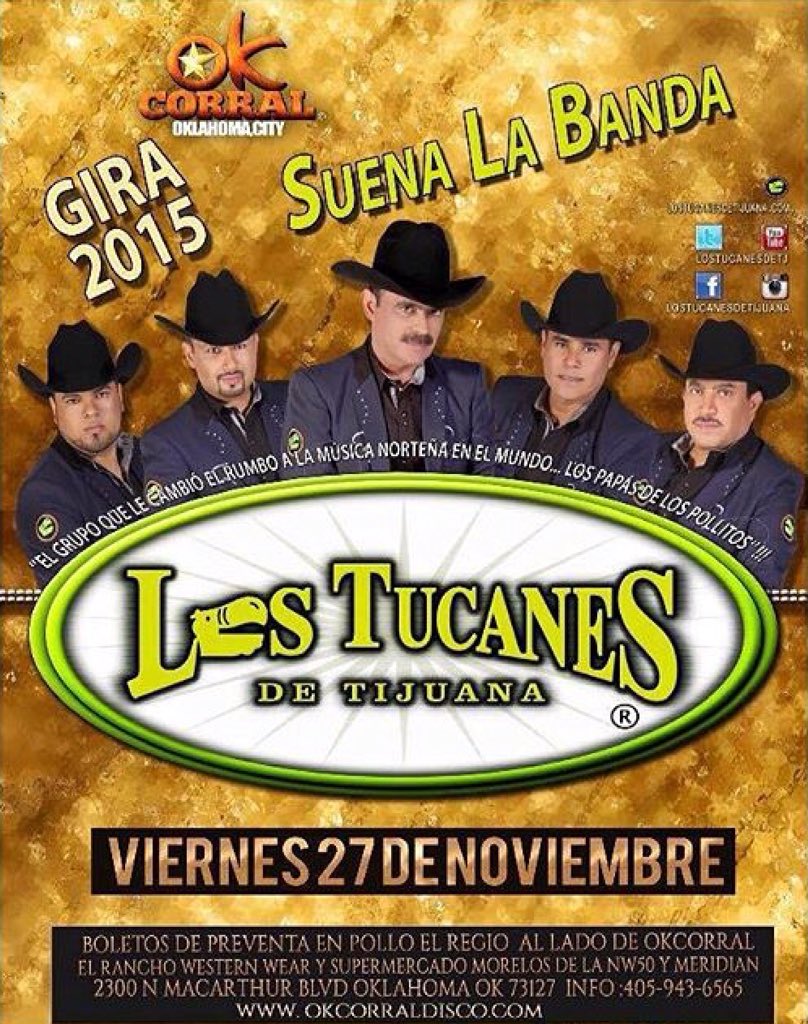 LTDT_Austin's tweet photo. NOS VEMOS HOY VIERNES 27 DE NOVIEMBRE 2015 EN OKLAHOMA, CITY. LOS ESPERAMOS!! @LosTucanesDeTJ @mairelih3 https://t.co/14UKMli7vg
