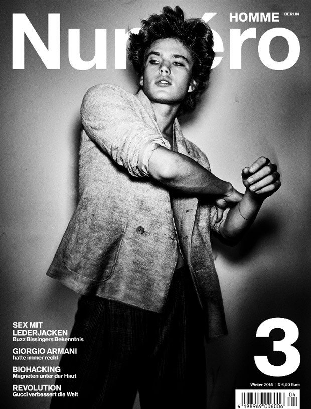 nicolasvillar12's tweet image. Australian model &amp;gt; Jordan Barrett in Giorgio @Armani on Numero Homme Germany‘s Winter 2015 edition #Cover