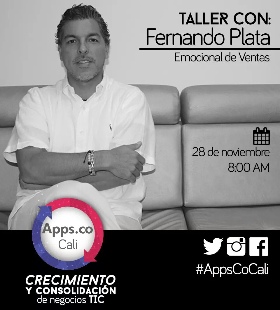 AppscoCali's tweet photo. Mañana continuamos con Fernando Plata en el Taller Emocional de Ventas ¡No se lo pierdan! #BusinessDay #StartUp https://t.co/HFkTc3lXTE