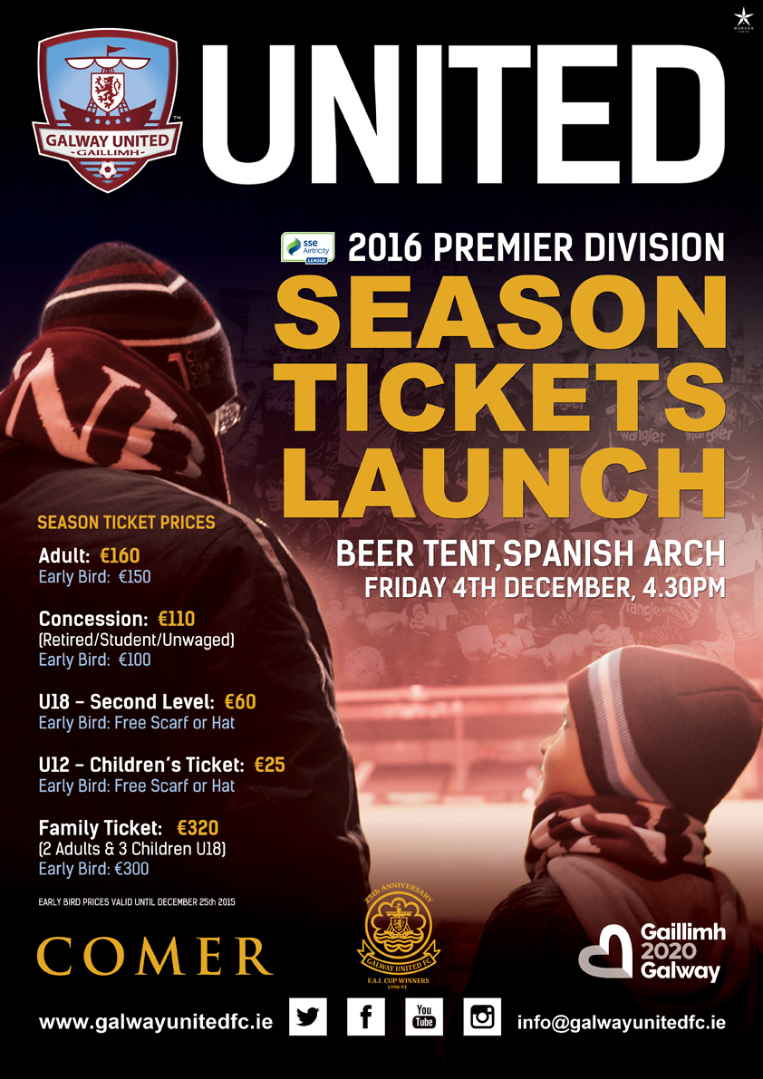 2016 Galway United Season Ticket Prices have been announced! Launch information here: galwayunitedfc.ie/2016-season-ti… #GUFC