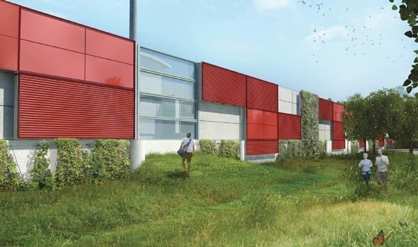 TTCLeslieBarns's tweet photo. ICYMI the acoustic wall around Leslie Barns will have 26 small &amp; 2 full height viewing panels https://t.co/Dp7aiCImMv