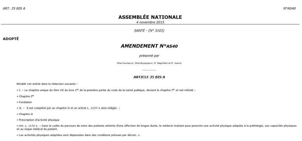 L'article 35bisA de #LoiSanté reconnaissant #SportSurOrdonnance adopté à l'unanimité. Merci à tous pr soutien !