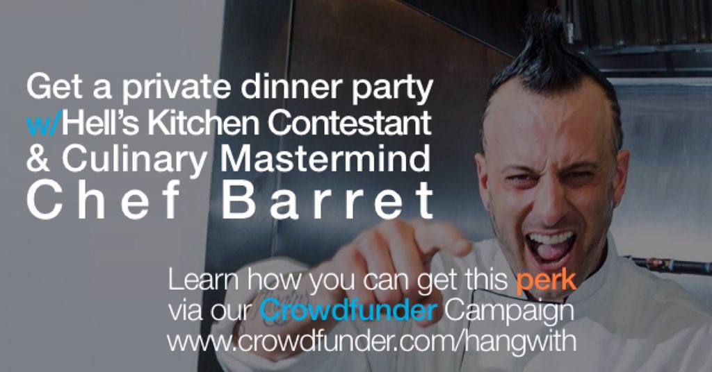 BarretHK11's tweet photo. Join me @hangwith’s @Crowdfunder &amp; I could be cooking ur next party here's how: https://t.co/Y2I476V3tx #HangWithCF https://t.co/hOluW5ZdyM