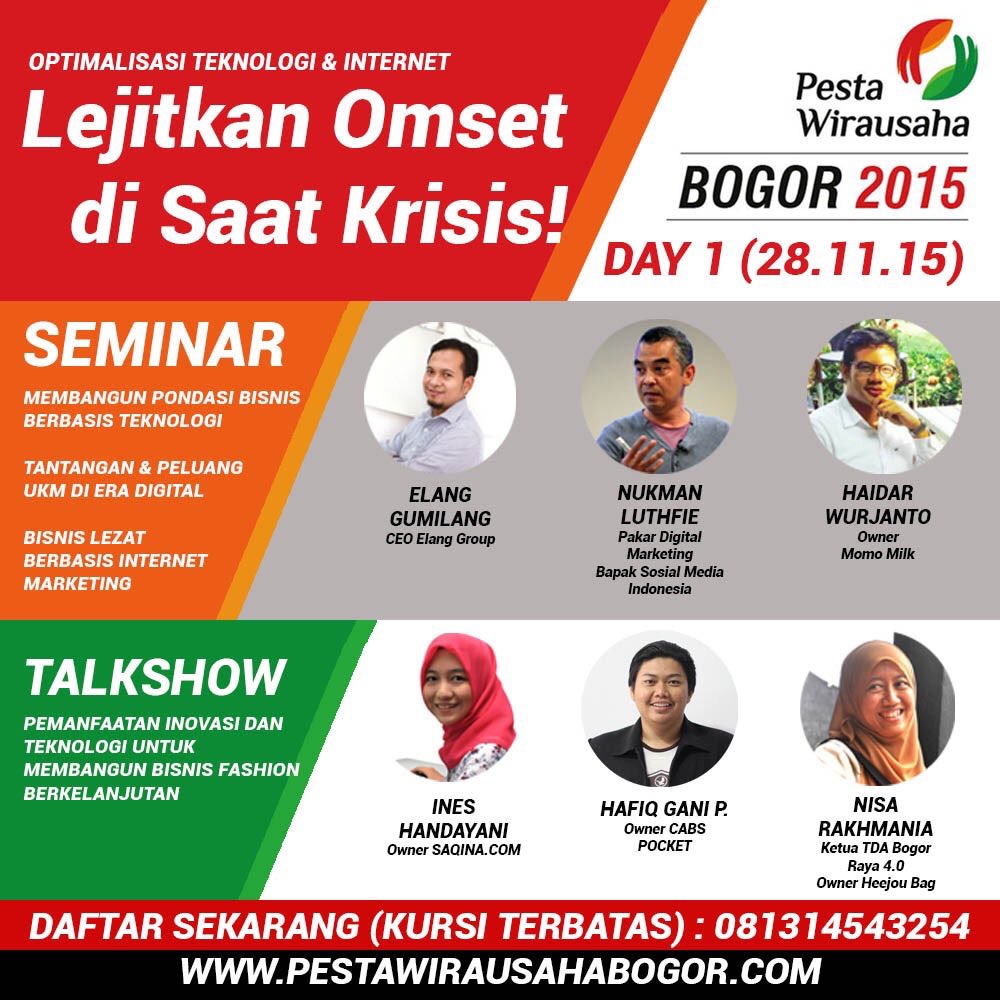 Day1 #PestaWirausahaBogor2015 ada  <a href="/haidharwurjanto/">Haidhar Wurjanto</a> <a href="/Ineshan/">Ines Handayani</a> <a href="/nukman/">Nukman Luthfie</a> <a href="/TweetElang/">Elang Gumilang</a> yuuk ngariung d GOR Pajajaran!