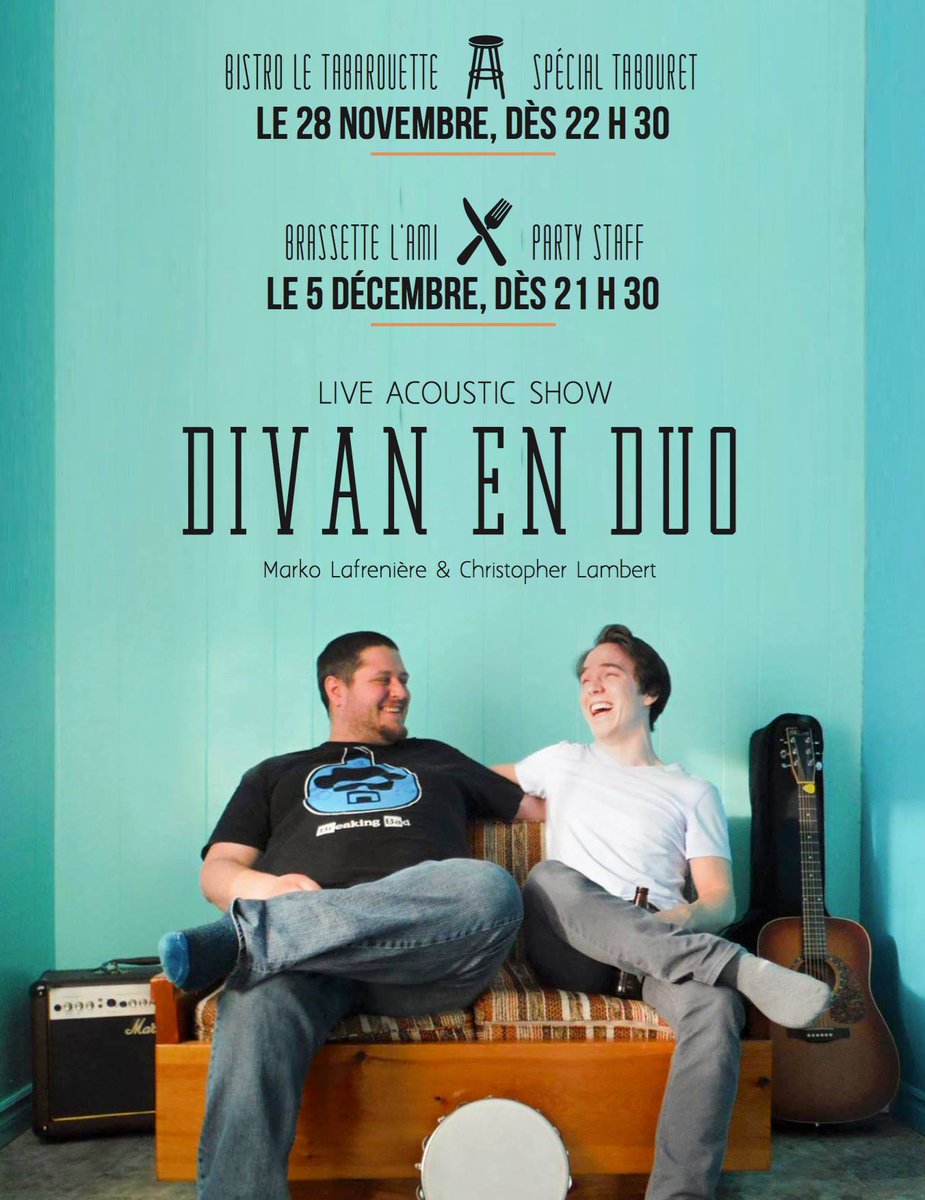 DIVANENDUO's tweet photo. Deux gros shows qui approchent. Le premier c'est demain soir au Bistro Le Tabarouette que ça se passe ! https://t.co/hLdEQN4DJo